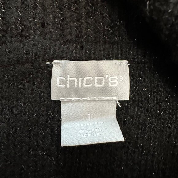 Chico's Sweater Size 1 M Black NWT Cowl Turtleneck Pullover Touch of Sparkle - Picture 11 of 13